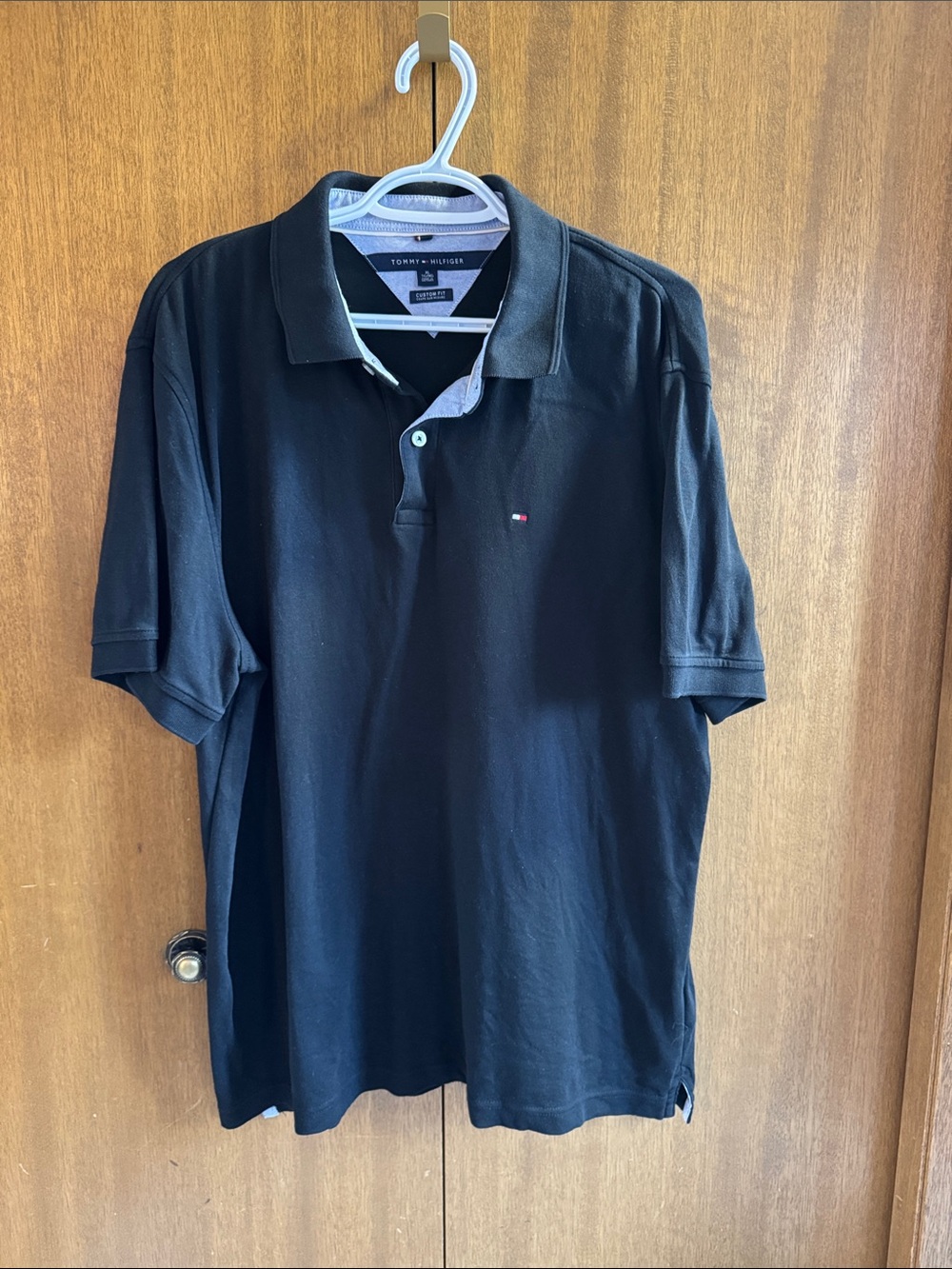 Tommy Hilfiger Black Polo with Signature Flag